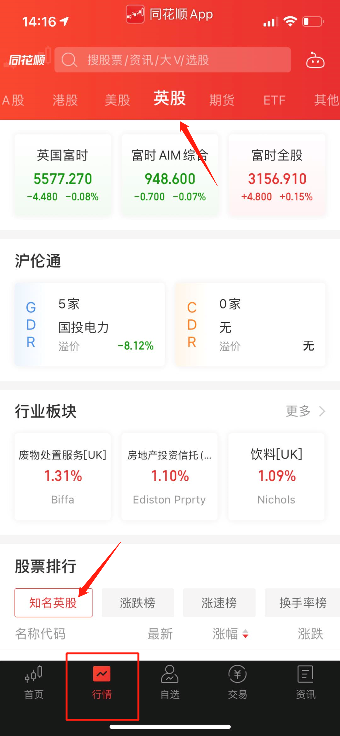 手机版同花顺如何查目前换手率最高的英股