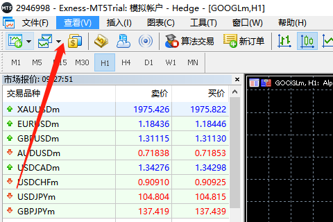 MT5，市场报价
