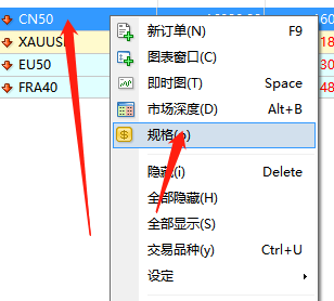 PC端的MT4上面查看道琼斯指数的预付款百分比的方法步骤