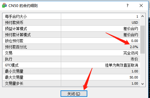 PC端的MT4上面查看道琼斯指数的预付款百分比的方法步骤