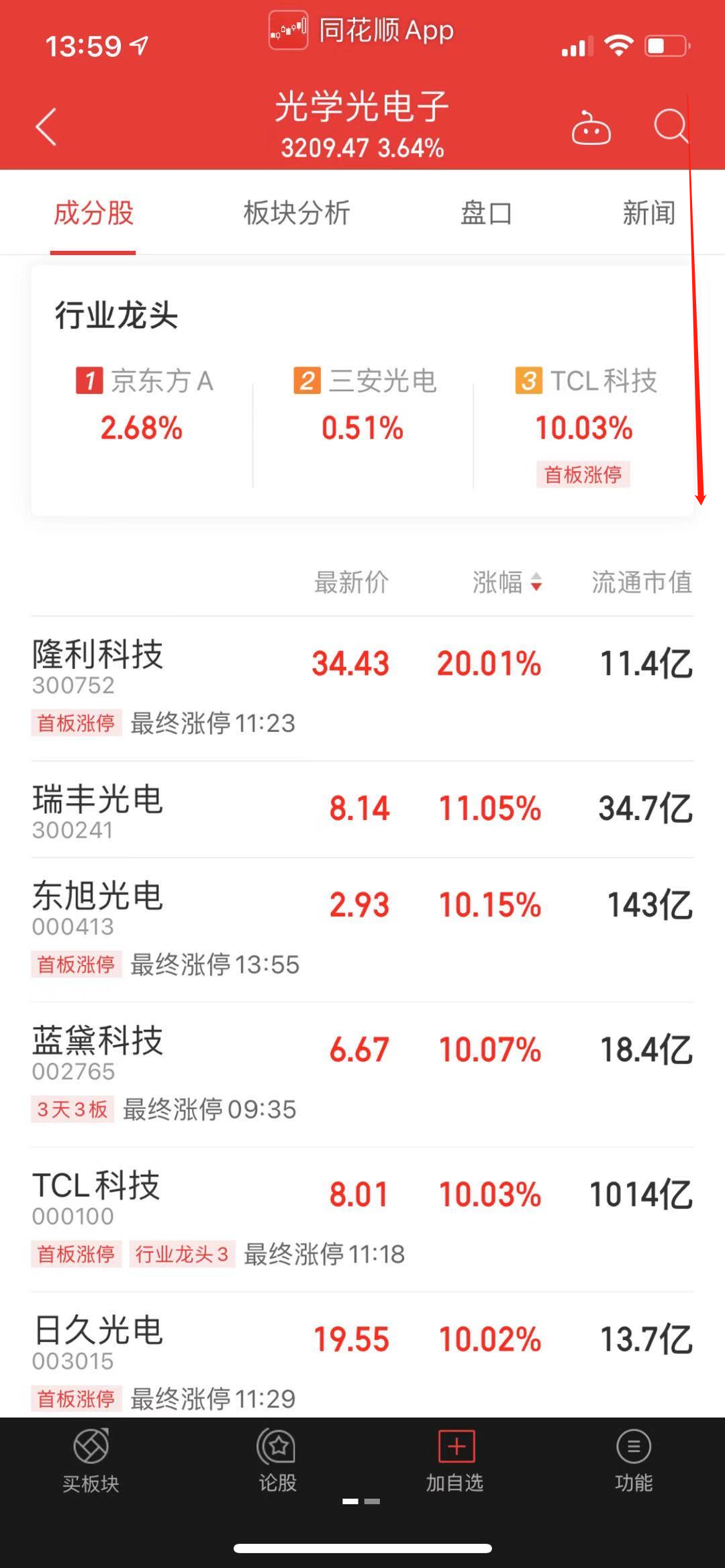 手机版同花顺,板块