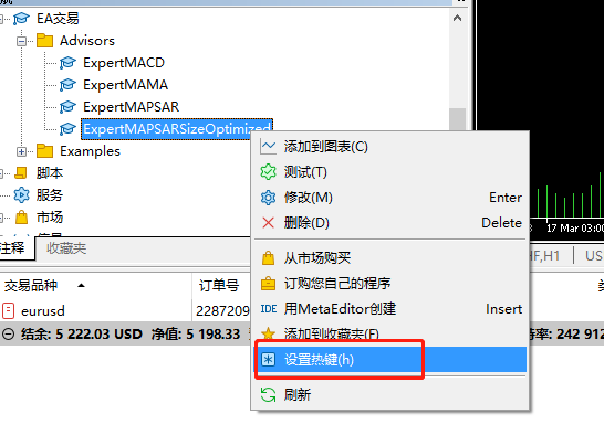 mt5EA快捷键