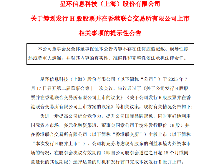 星環(huán)科技公告