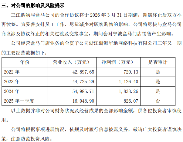 三江购物利润表