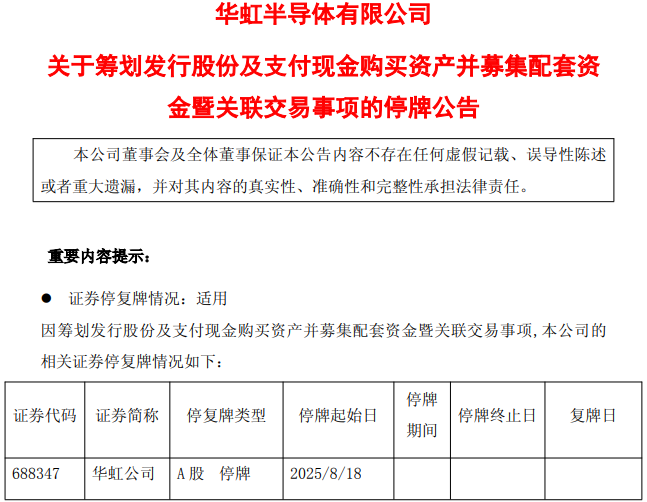 华虹公司公告