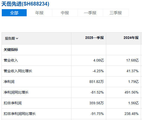 天岳先进利润表