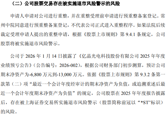 亿晶光电官方公告
