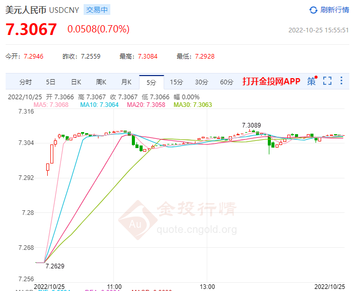 10月25日人民币对美元中间价报7.1668 下调438个基点