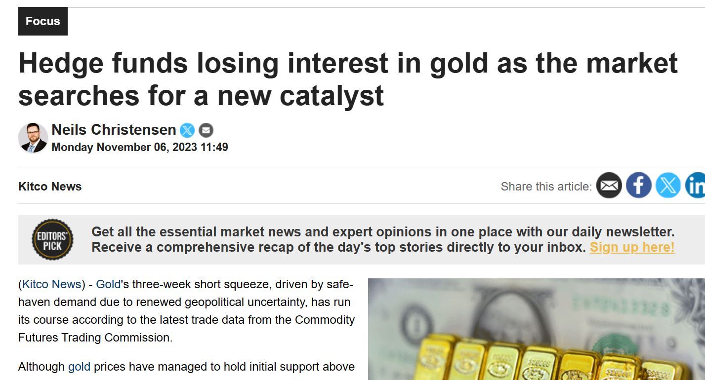 持仓数据显示黄金空头挤压已经结束，但对冲基金正在远离白银(图1)