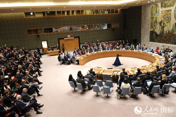 4月18日，联合国总部安理会投票现场。 