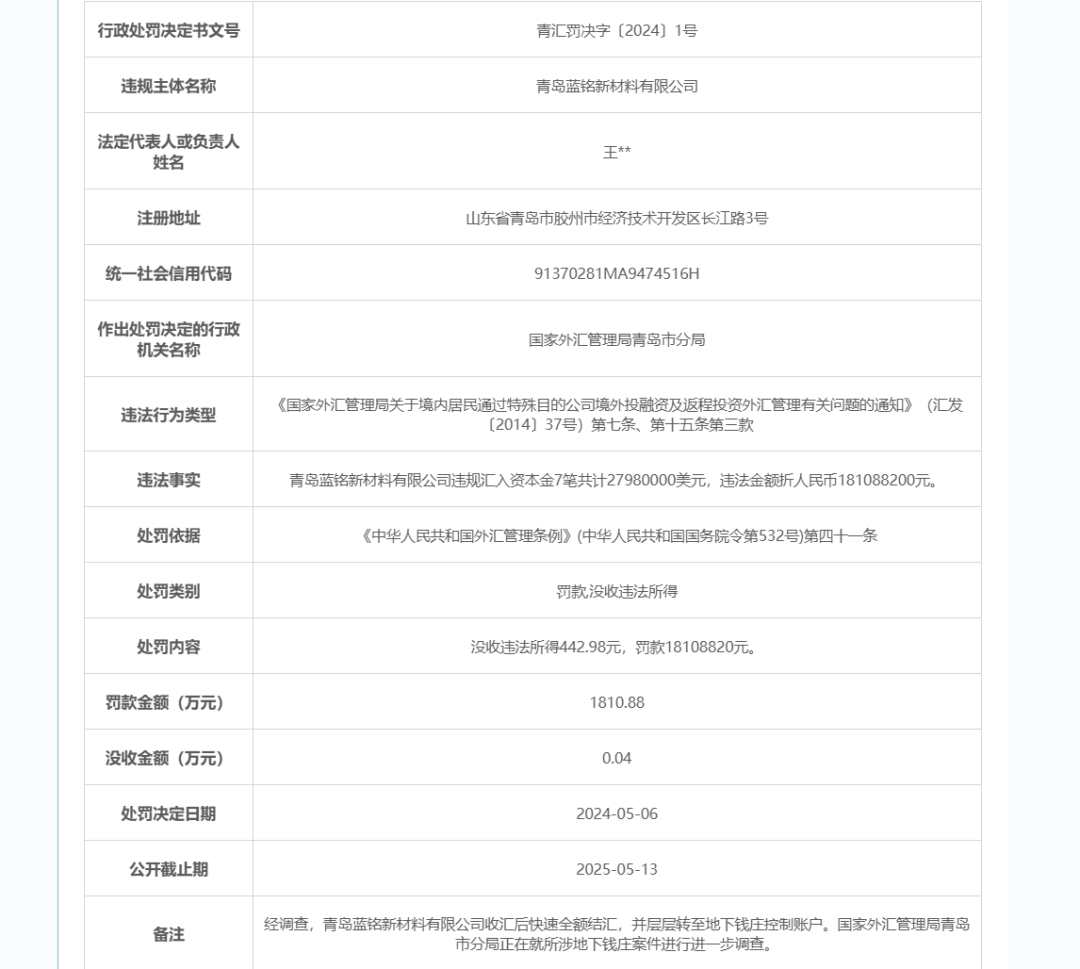 △图：2024年5月6日，另一项非常相似的“天价罚单”（更改后）