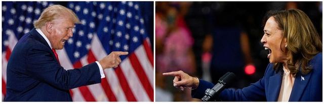 组合图：美国总统大选候选人特朗普和哈里斯。IC Photo