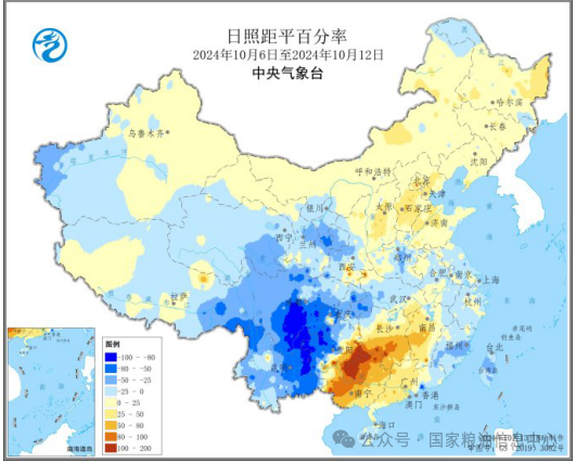 图3 全国日照距平百分率